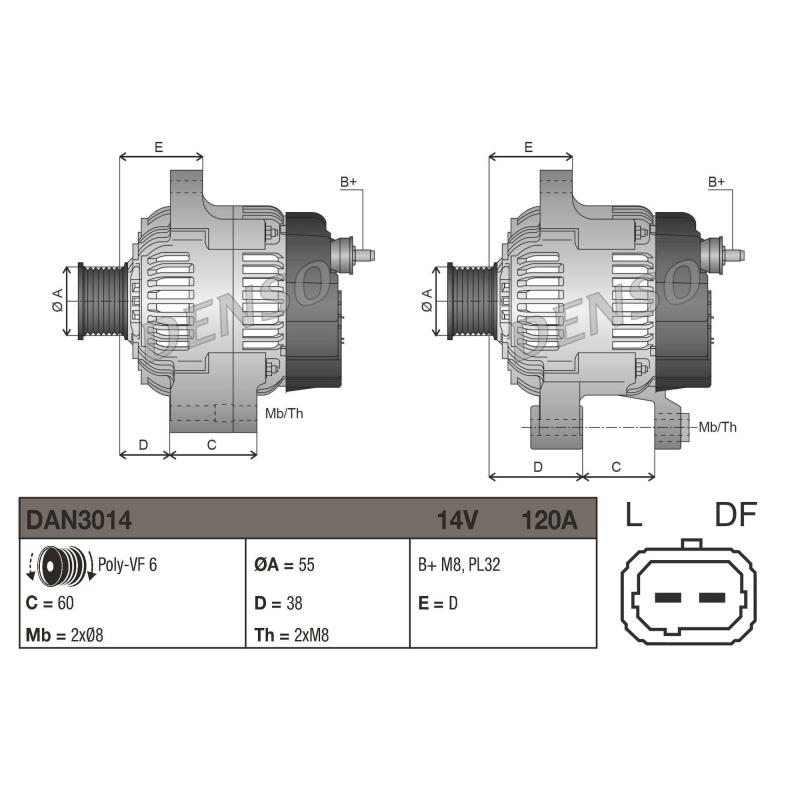 Alternateur DENSO DAN3014 - Visuel 2