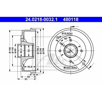 Tambour de frein ATE 24.0218-0032.1