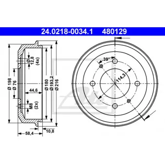 Tambour de frein ATE 24.0218-0034.1