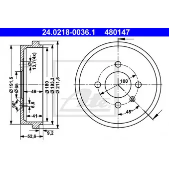 Tambour de frein ATE 24.0218-0036.1