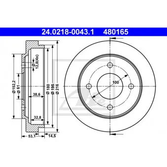 Tambour de frein ATE 24.0218-0043.1