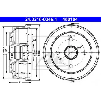 Tambour de frein ATE 24.0218-0046.1