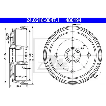 Tambour de frein ATE 24.0218-0047.1