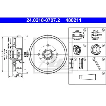 Tambour de frein ATE 24.0218-0707.2