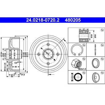 Tambour de frein ATE 24.0218-0720.2