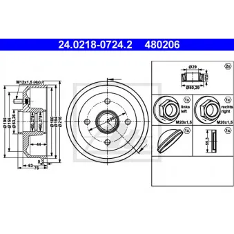 Tambour de frein ATE 24.0218-0724.2