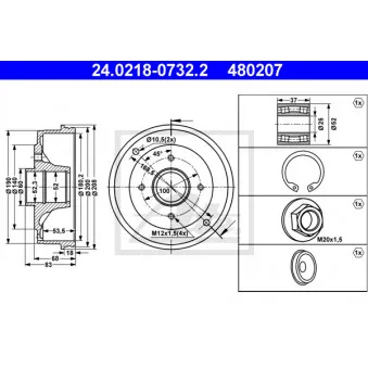 Tambour de frein ATE 24.0218-0732.2