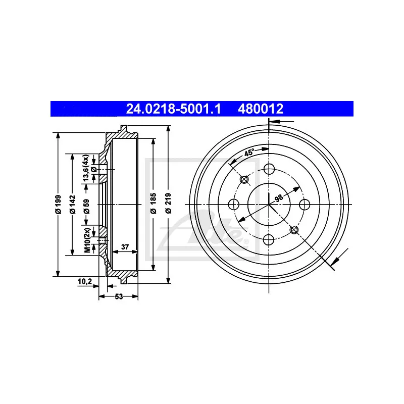 Tambour de frein ATE 24.0218-5001.1