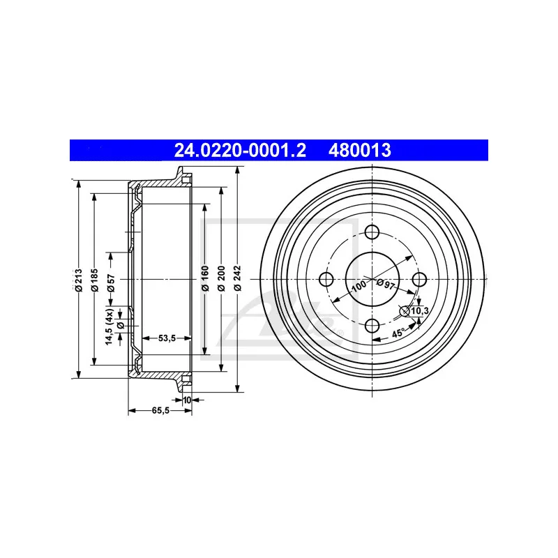 Tambour de frein ATE 24.0220-0001.2