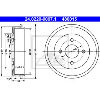Tambour de frein ATE 24.0220-0007.1