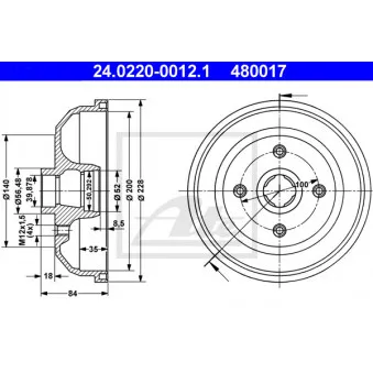 Tambour de frein ATE 24.0220-0012.1