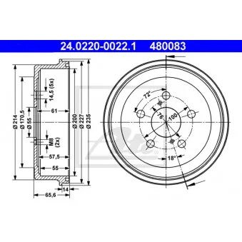 Tambour de frein ATE 24.0220-0022.1