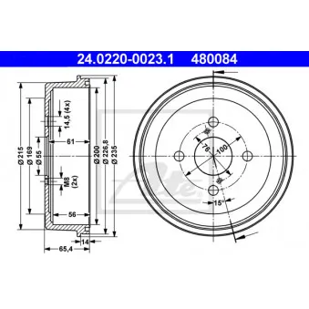 Tambour de frein ATE 24.0220-0023.1