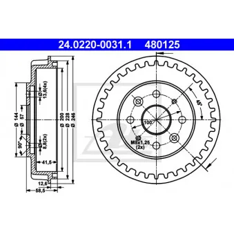 Tambour de frein ATE 24.0220-0031.1
