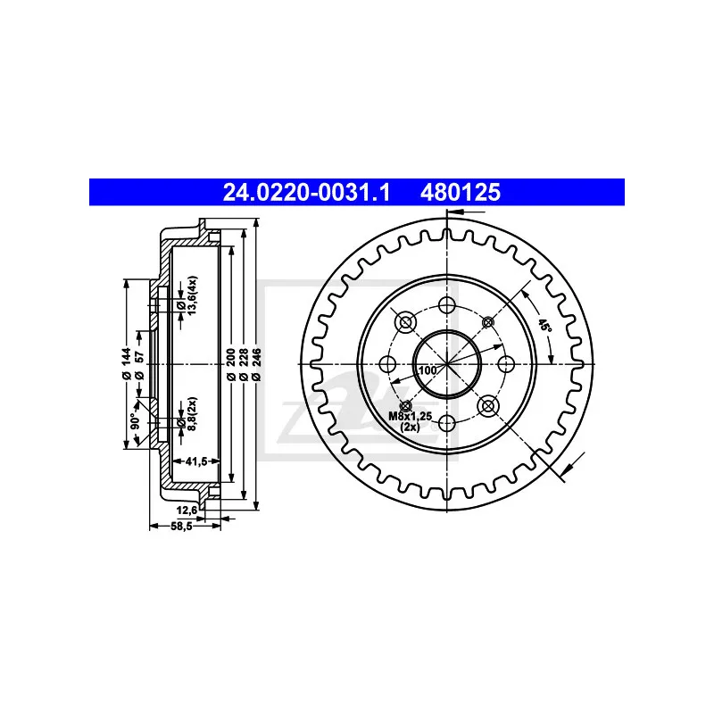 Tambour de frein ATE 24.0220-0031.1