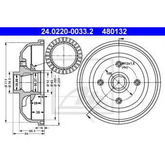 Tambour de frein ATE 24.0220-0033.2