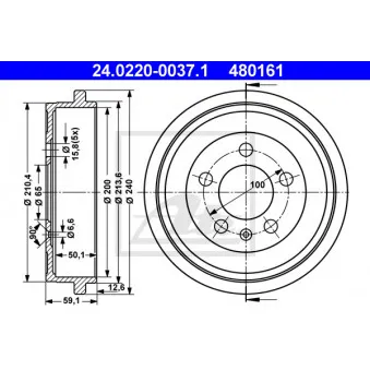Tambour de frein ATE 24.0220-0037.1