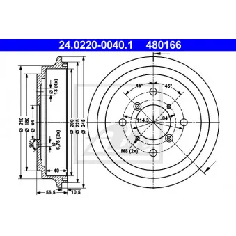 Tambour de frein ATE 24.0220-0040.1