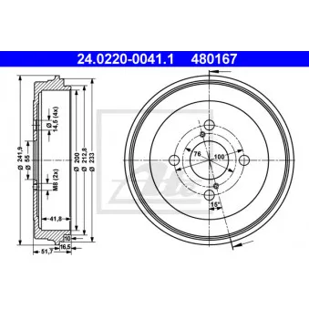 Tambour de frein ATE 24.0220-0041.1
