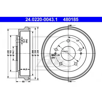 Tambour de frein ATE 24.0220-0043.1