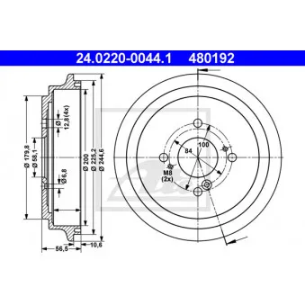 Tambour de frein ATE 24.0220-0044.1