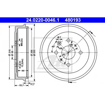 Tambour de frein ATE 24.0220-0046.1