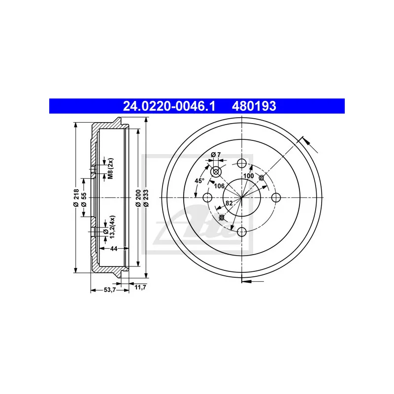 Tambour de frein ATE 24.0220-0046.1