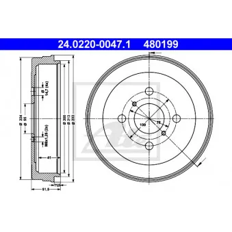 Tambour de frein ATE 24.0220-0047.1