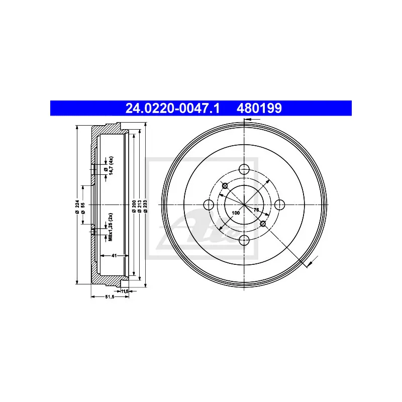 Tambour de frein ATE 24.0220-0047.1