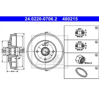 Tambour de frein ATE 24.0220-0706.2
