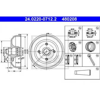 Tambour de frein ATE 24.0220-0712.2