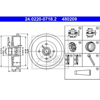Tambour de frein ATE 24.0220-0718.2