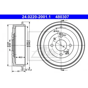 Tambour de frein ATE 24.0220-2001.1
