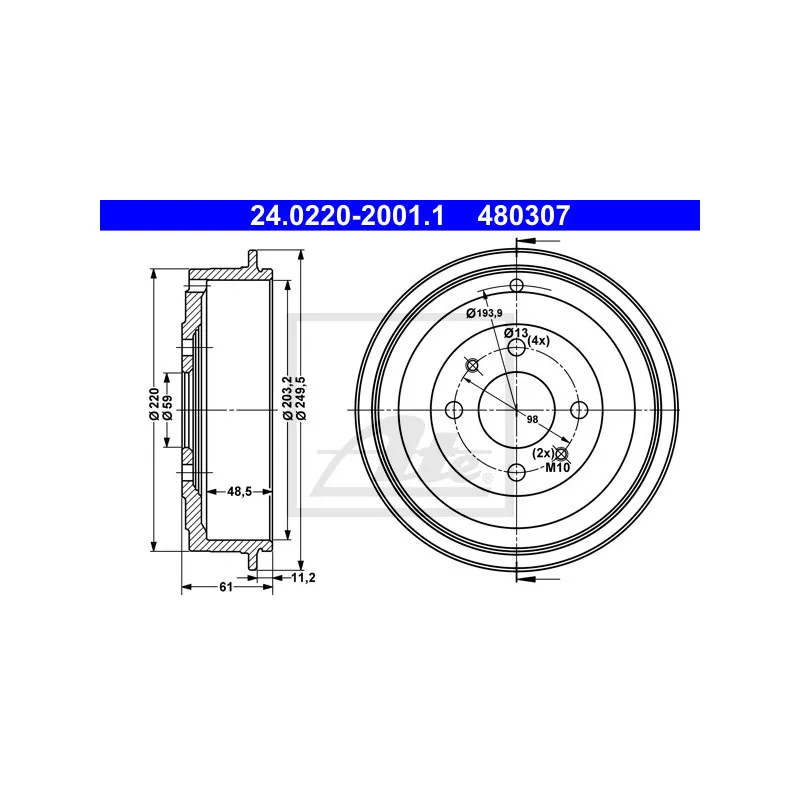Tambour de frein ATE 24.0220-2001.1