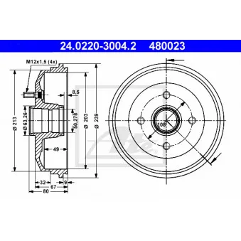 Tambour de frein ATE 24.0220-3004.2