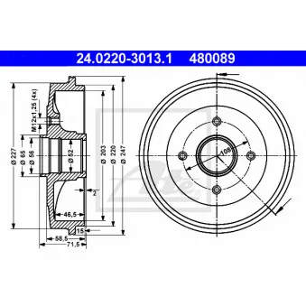 Tambour de frein ATE 24.0220-3013.1
