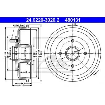 Tambour de frein ATE 24.0220-3020.2