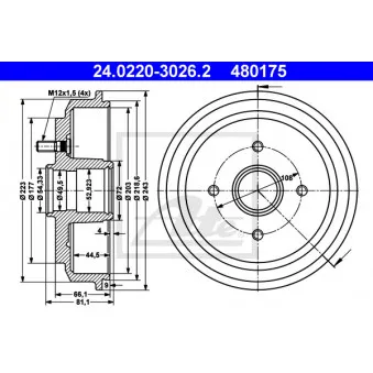 Tambour de frein ATE 24.0220-3026.2