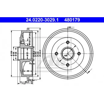 Tambour de frein ATE 24.0220-3029.1