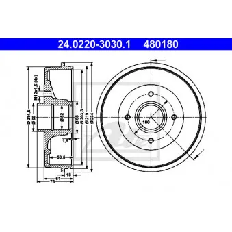 Tambour de frein ATE 24.0220-3030.1