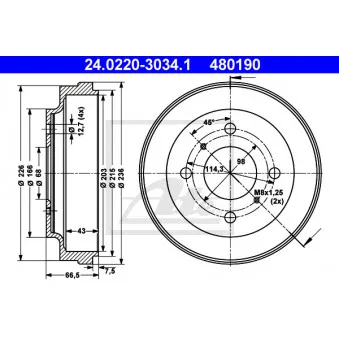 Tambour de frein ATE 24.0220-3034.1