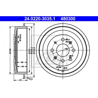 Tambour de frein ATE 24.0220-3035.1