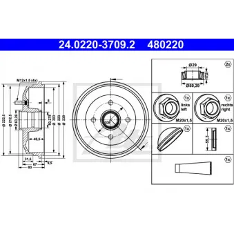 Tambour de frein ATE 24.0220-3709.2