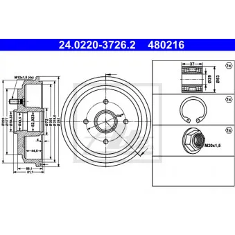 Tambour de frein ATE 24.0220-3726.2