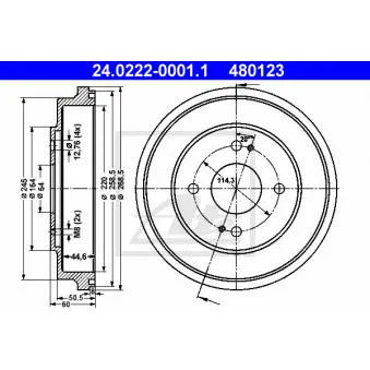 Tambour de frein ATE 24.0222-0001.1