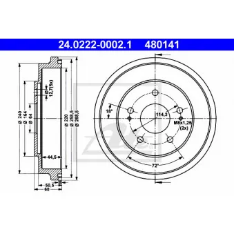 Tambour de frein ATE 24.0222-0002.1