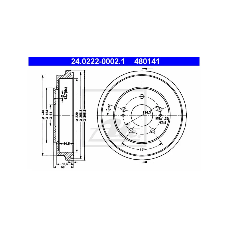 Tambour de frein ATE 24.0222-0002.1