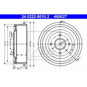 Tambour de frein ATE 24.0222-8010.2