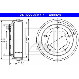 Tambour de frein ATE 24.0222-8011.1