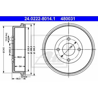 Tambour de frein ATE 24.0222-8014.1